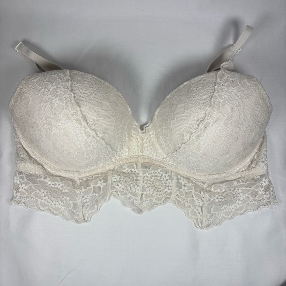 PINK Victoria Secret padded Push Up off white/cream bralette Size Medium - Picture 1 of 5